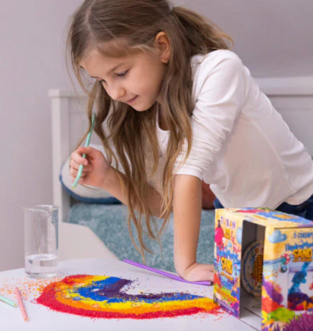 Set de arena hidrofóbica 5 colores y acuario